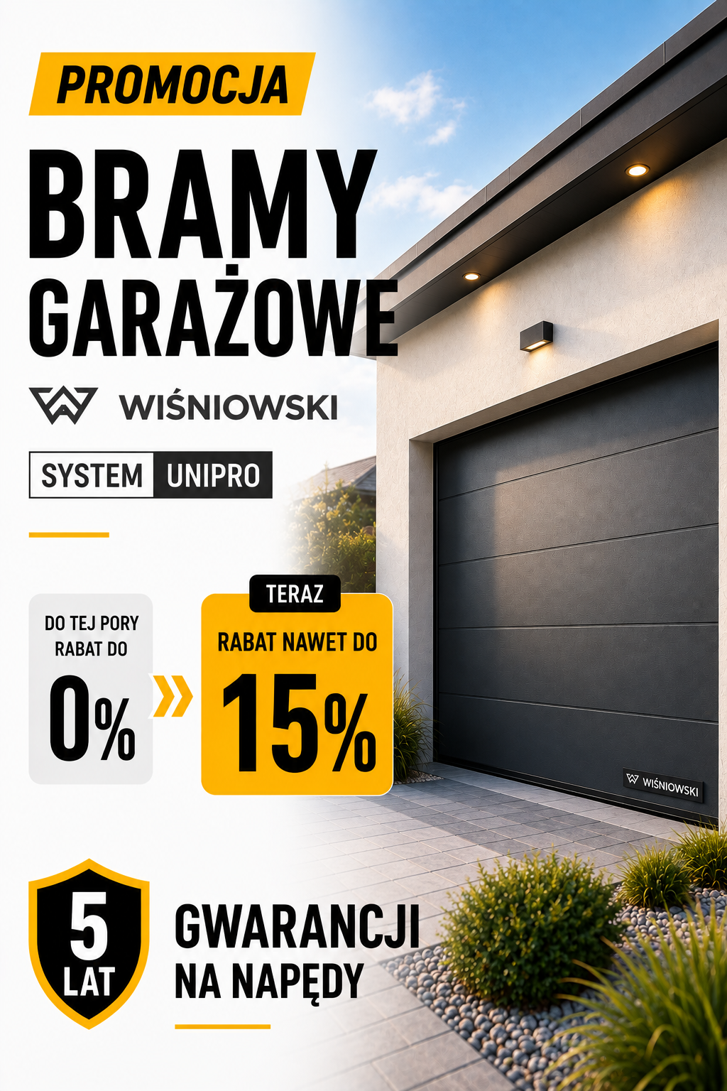 Promocja na bramy garażowe WIŚNIOWSKI UniPro w Płocku – rabat do 15% – OKNARO