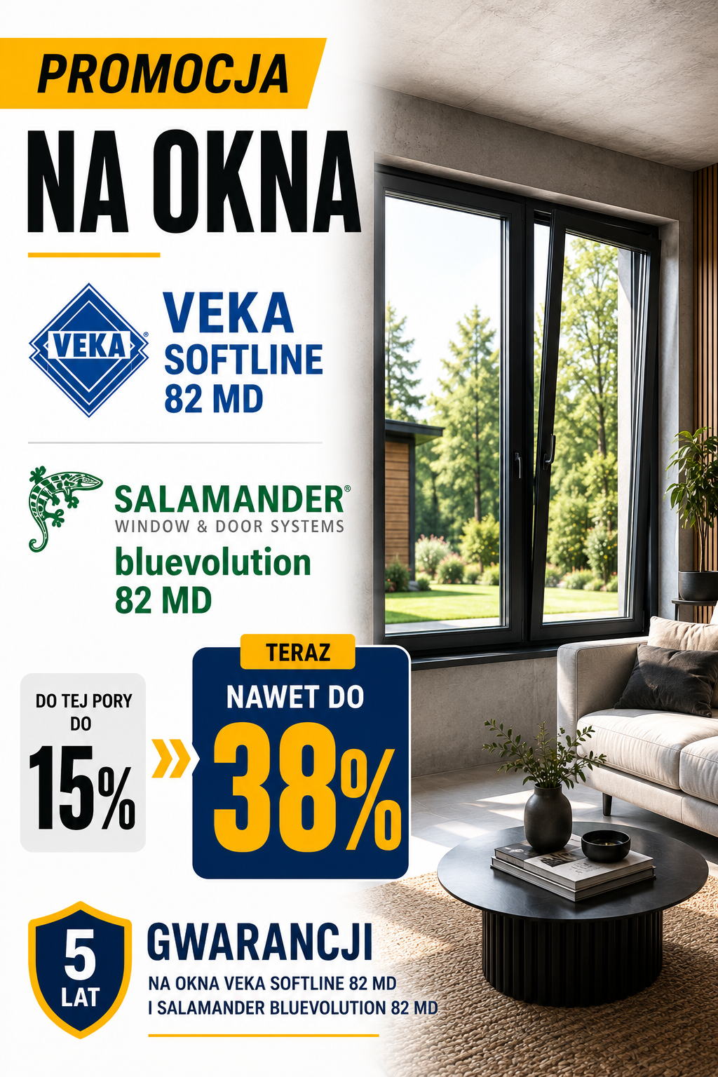 Promocje na okna w Płocku – VEKA Softline 82 MD i Salamander bluEvolution 82 MD – OKNARO